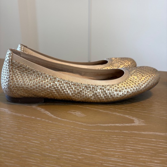 Vionic Shoes - Vionic Anita Gold Metallic Woven Cork Ballet Flats Orthotic Womens 12 Round Toe